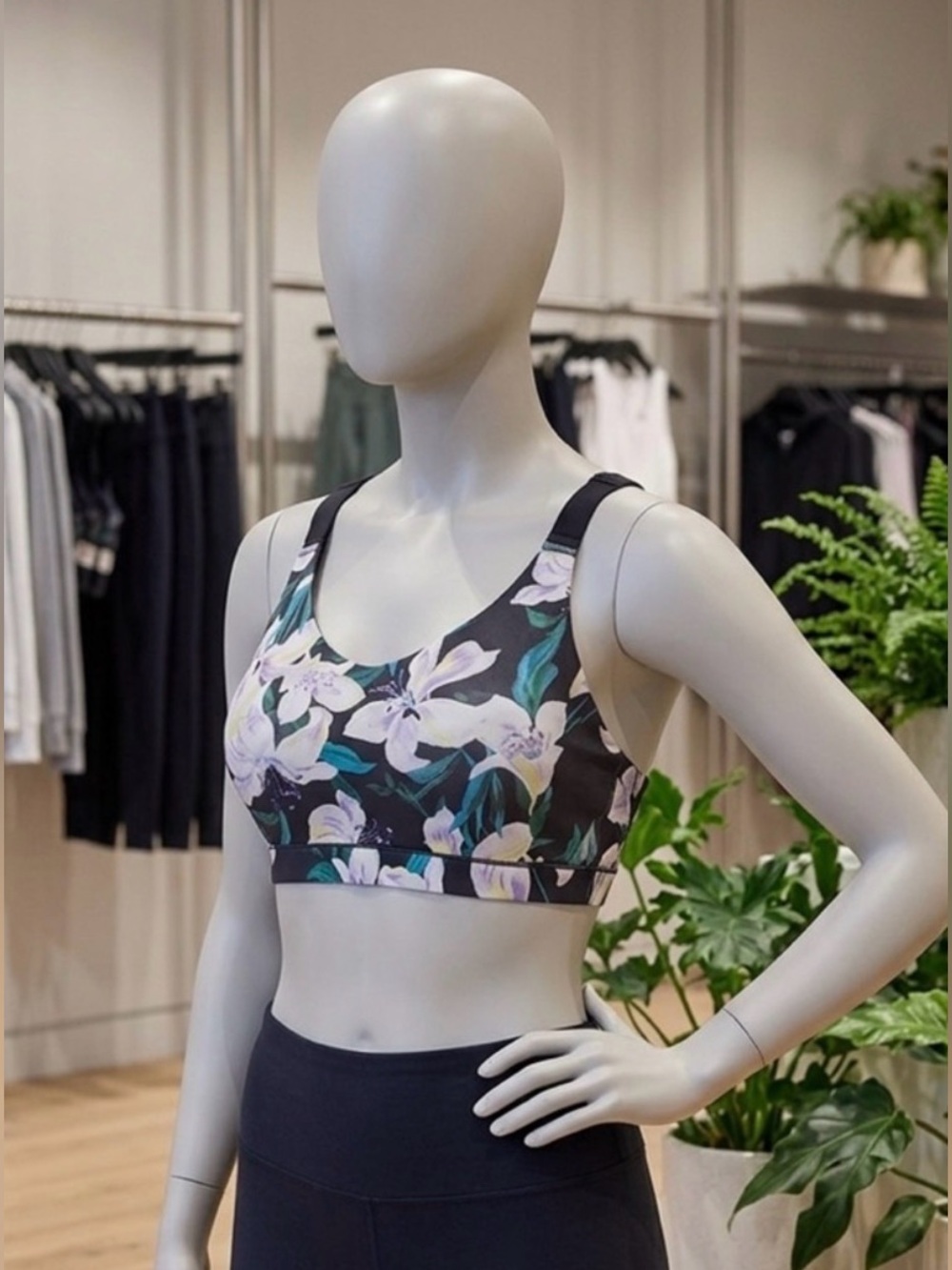 Cacique Floral Wirefree Bra Black & Purple 40DDD